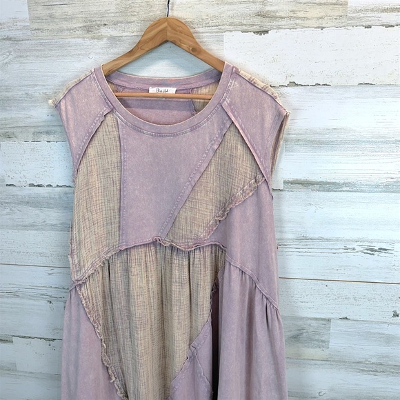 Oli & Hali Boho Oversized Patchwork Cotton Dress Raw Seam Lagenlook L - Picture 5 of 13